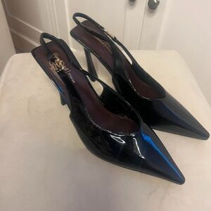 Chic Black Patent Slingback Heels